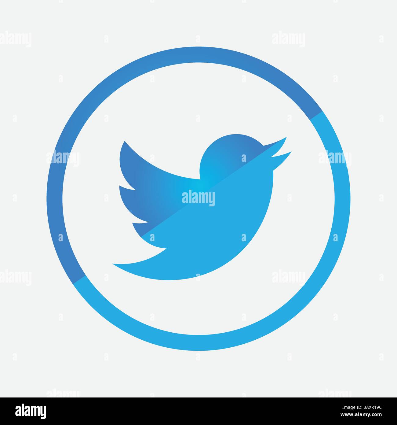 Blaues Twitter-Logo rundes Symbol in hellblauer Farbe, Stock Vektor