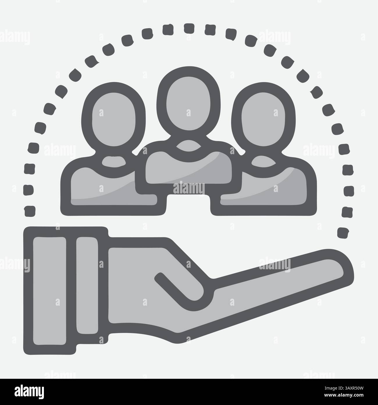 Symbole für Vektorverantwortung, Symbole für Kundenservice, Symbole für Freundschaft und Grafikelemente in Premiumqualität. Moderne Schilder, lineare Piktogramme Stock Vektor