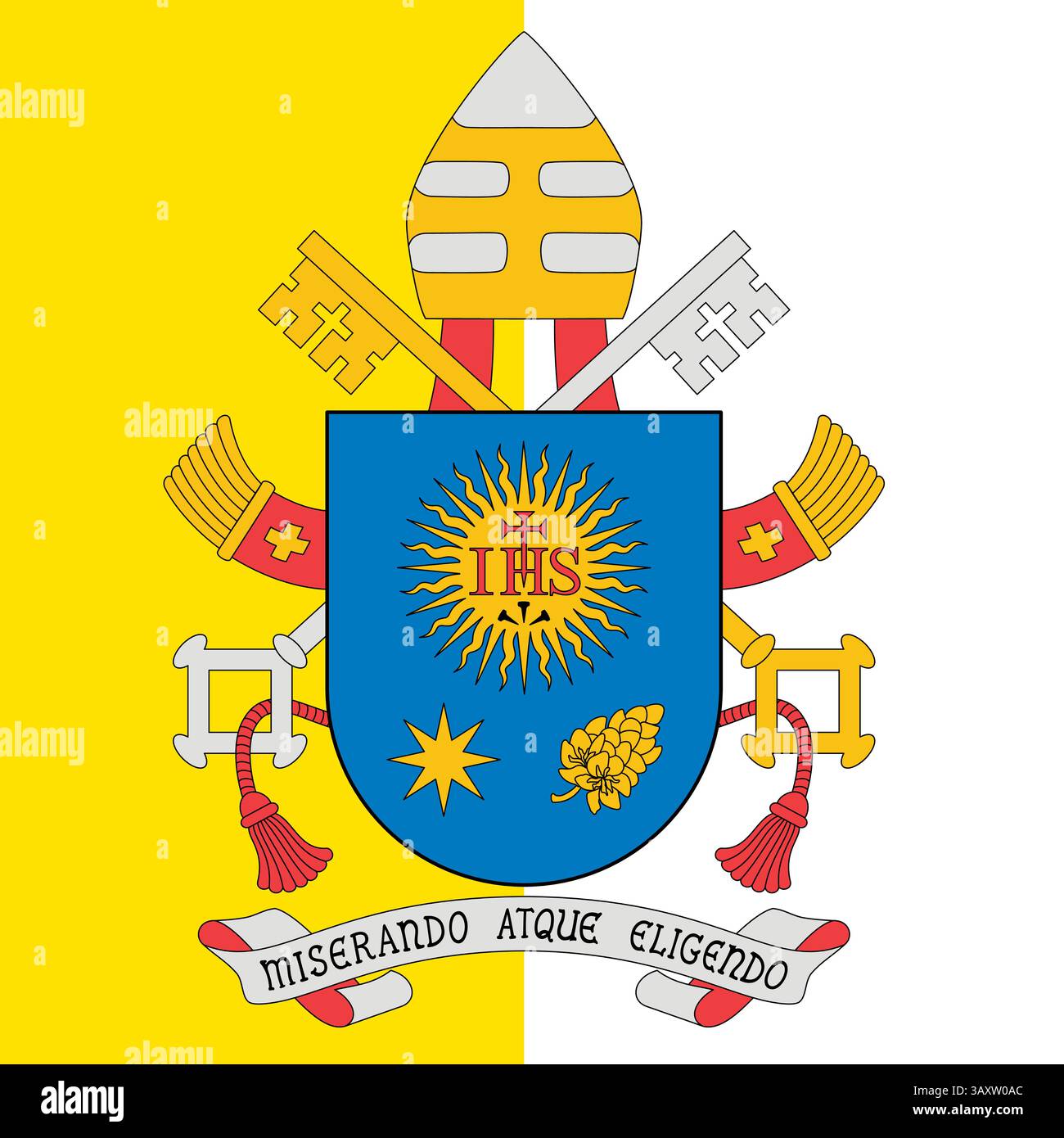 AZ FLAG Tischflagge Papstwappen Franziskus – 15x15 Cm, Polyester, Mit Schwarzem Sockel & Mast