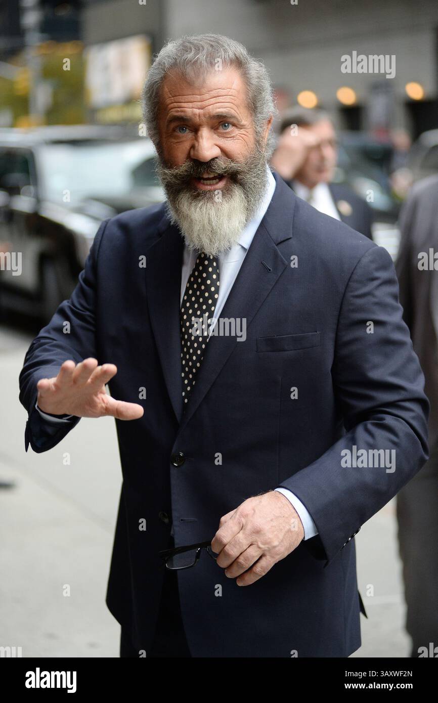 1. November 2016 - New York, NY, USA - November 2016 New York City. Mel Gibson kam am November 2016 in New York City an, um einen Auftritt in The Late Show with Stephen Colbert aufzunehmen. (Foto: © Kristin Callahan/Ace Pictures via ZUMA Press) Stockfoto