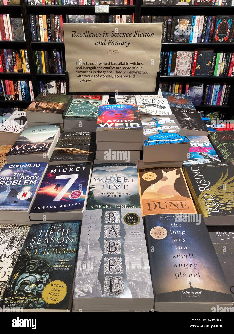 Science-Fiction-Bücher zum Verkauf im Buchladen Stockfoto