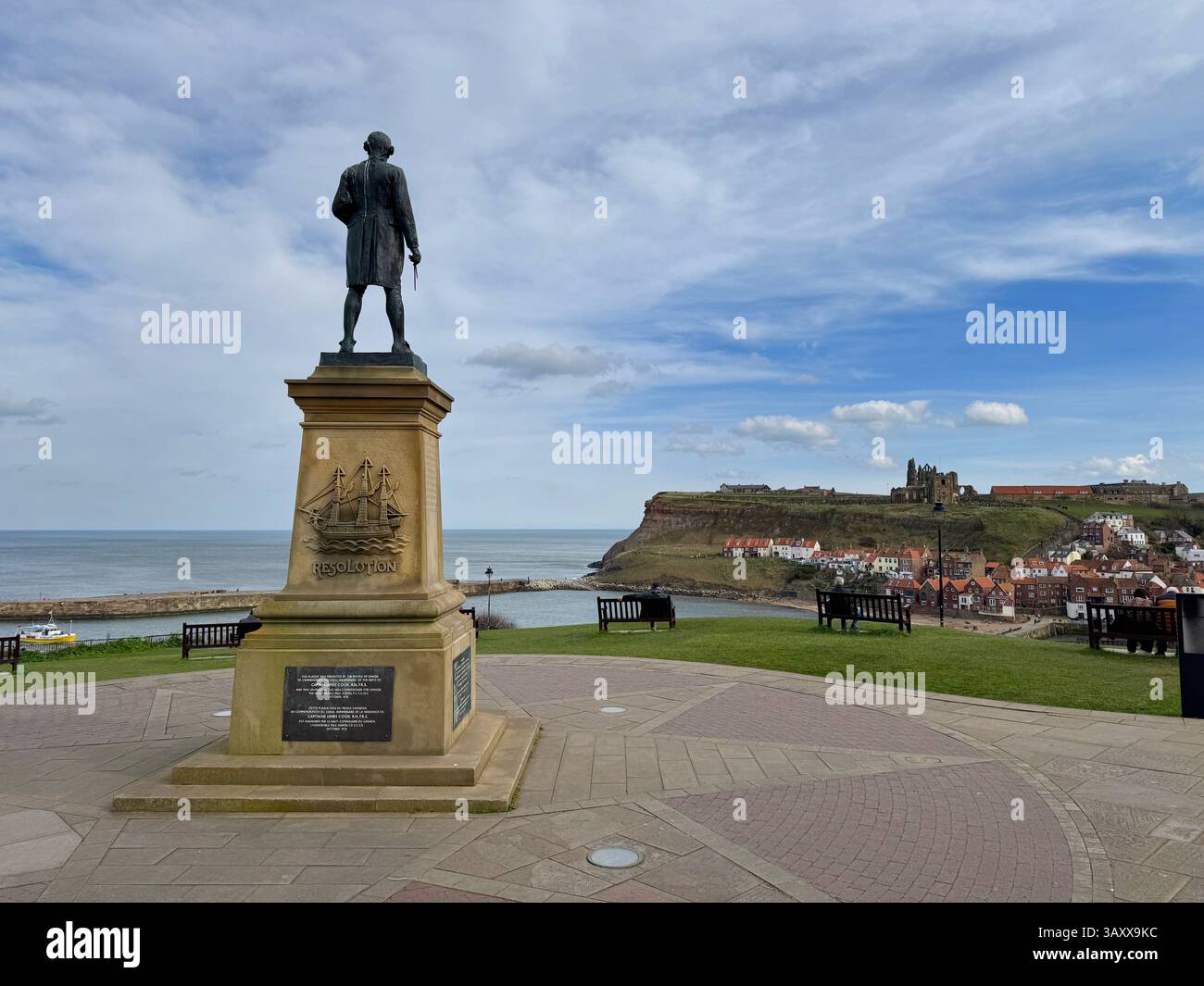 Captain Cook Memorial Statue in Whitby Stockfoto