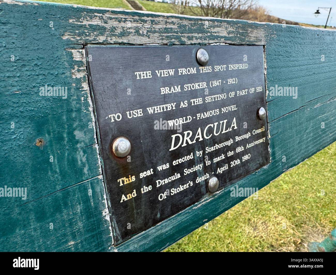 Bram Stokers Bank in Whitby Stockfoto