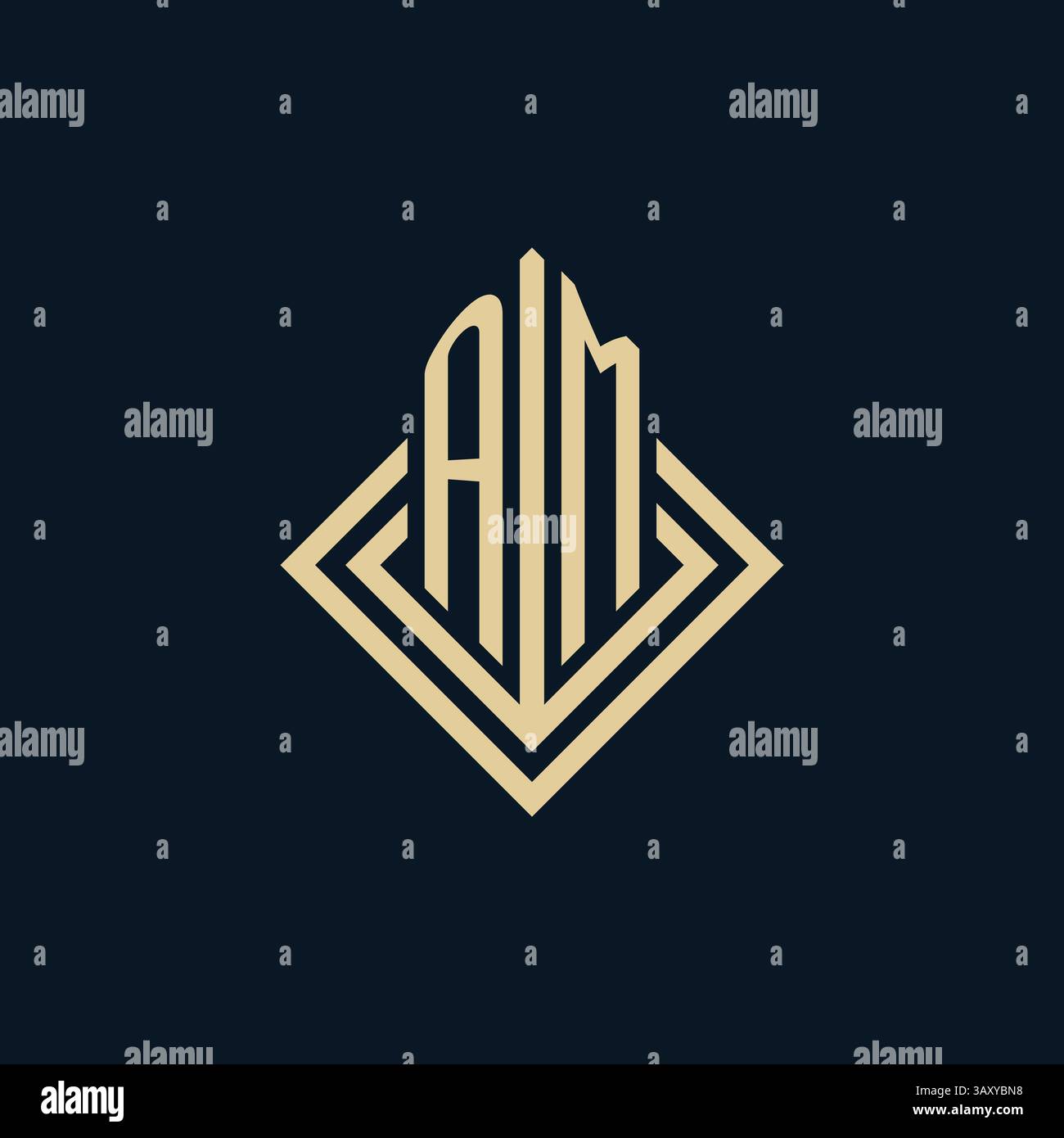 Initialen AM Logo Rautenlinien Form Stil, Luxus moderne Immobilien Logo Design Vektorgrafik Stock Vektor