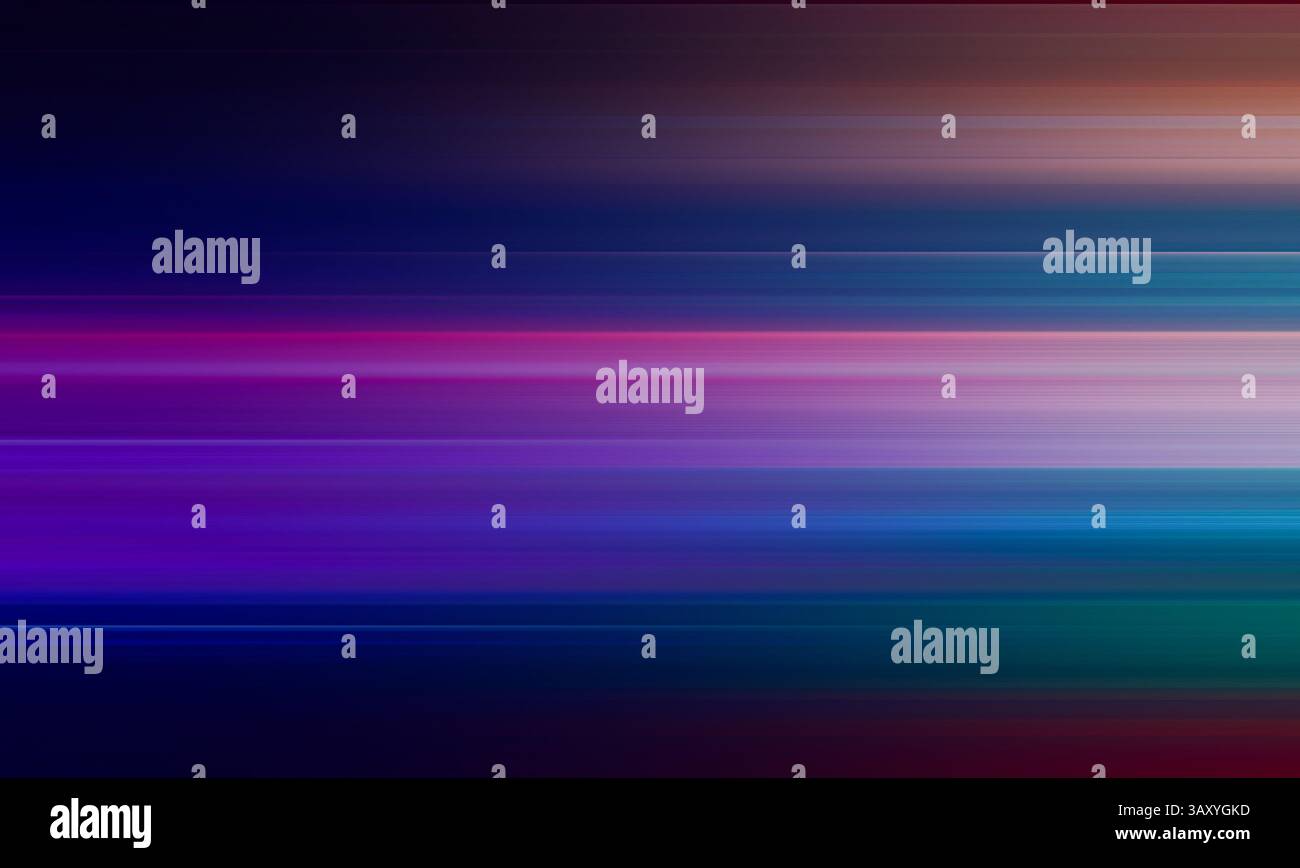 Verwischt rot leuchtende Linien. Abstrakter Neonhintergrund. Futuristische Strahlkraft. Unschärfe leuchtende marineblaurote Farbkurve Streifen helle Flare Bewegung im Dunkeln Stockfoto