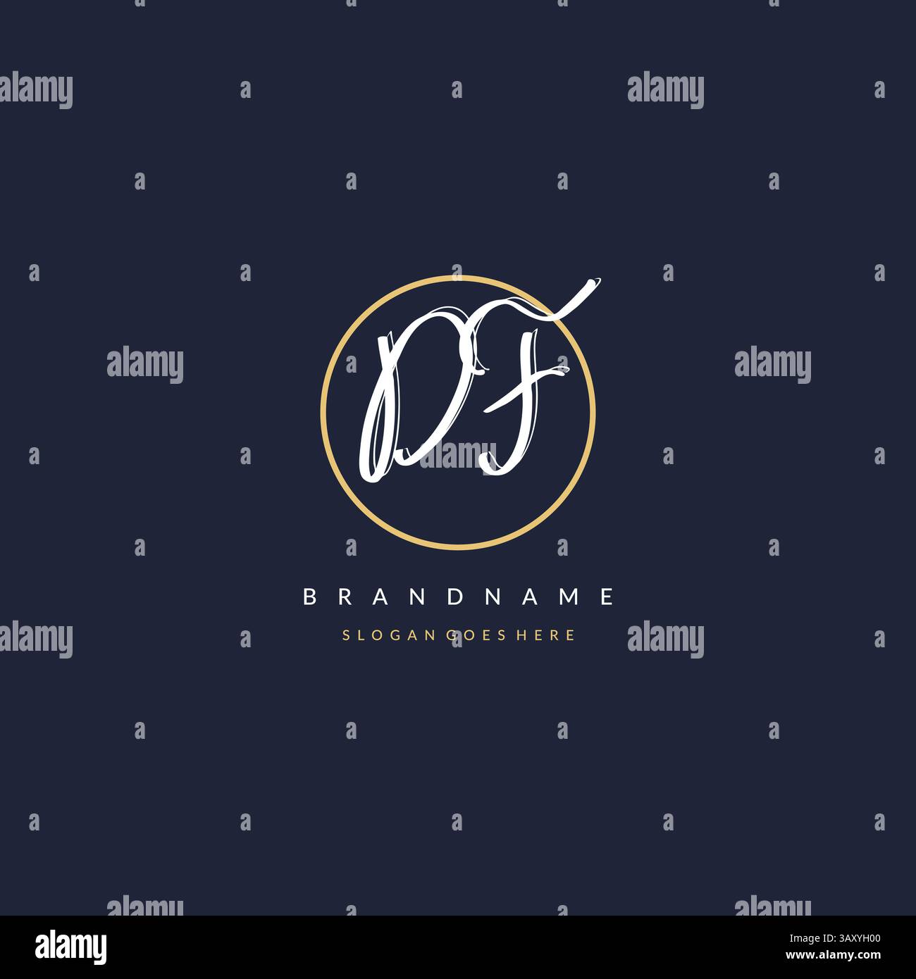 Initial Letter DF-Logo Monogramm femininer Stil mit kreisenden Design Ideen Vektorgrafik Stock Vektor