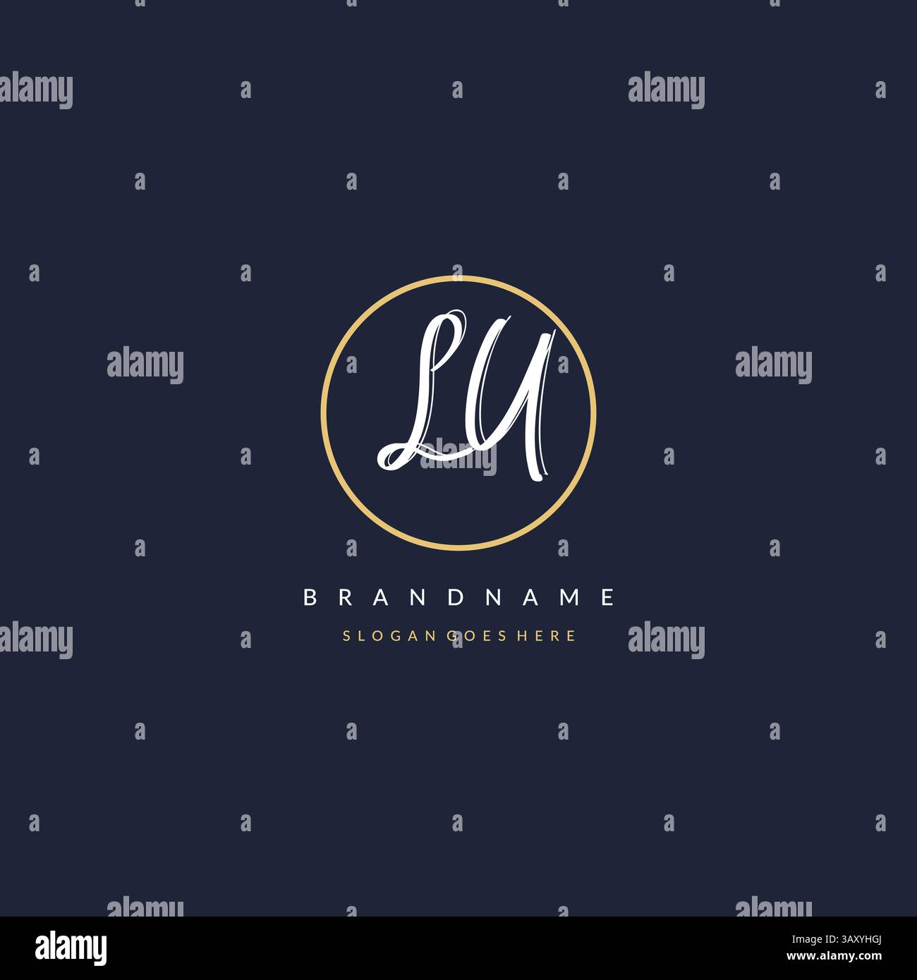 Initial Letter LU Logo Monogramm femininer Stil mit kreisenden Design Ideen Vektorgrafik Stock Vektor