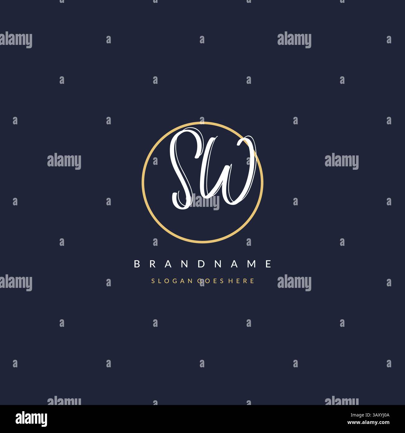 Initial Letter SW Logo Monogramm femininer Stil mit kreisenden Design Ideen Vektorgrafik Stock Vektor