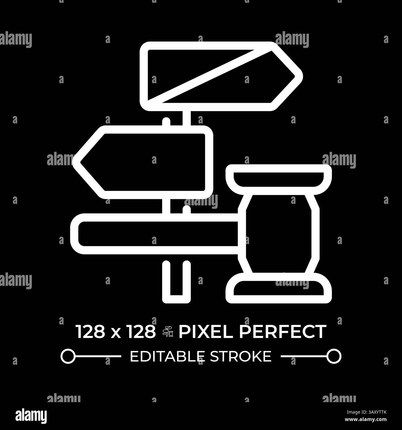 Recht, als unschuldiges Pixel perfekte weiße Linie Symbol im negativen Raum betrachtet zu werden Stock Vektor