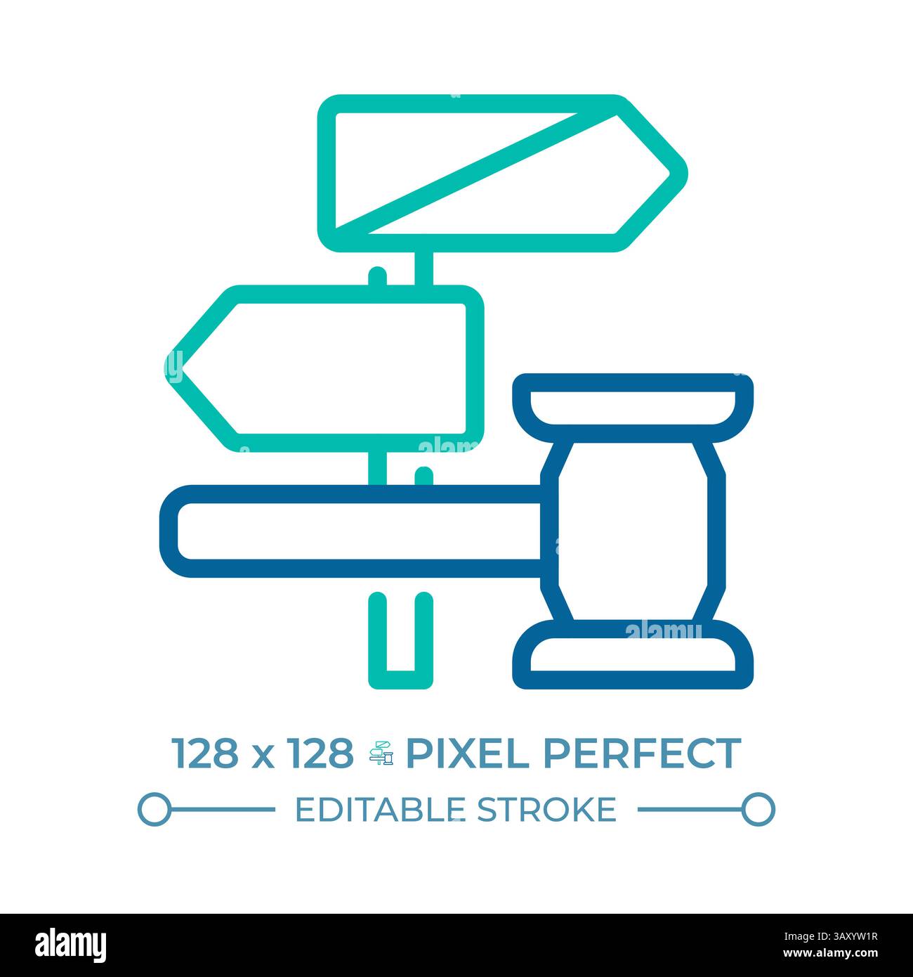 Recht, als unschuldiges Pixel-Perfect-Symbol mit zwei Farblinien zu gelten Stock Vektor