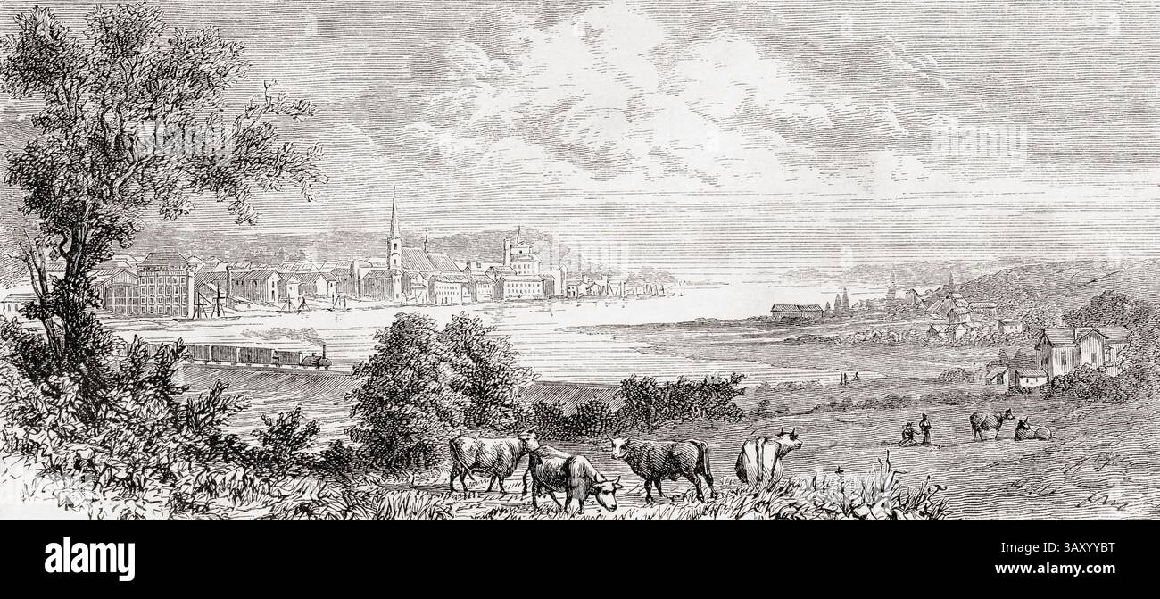 Kiel, Schleswig-Holstein, hier 1860 zu sehen. Bis 1864 wurde es von Dänemark in Personalunion verwaltet. Von Voyage en Danemark oder Voyage in Denmark von Jean Marie Dargaud, 1860. In Le Tour du Monde, veröffentlicht 1862. Stockfoto
