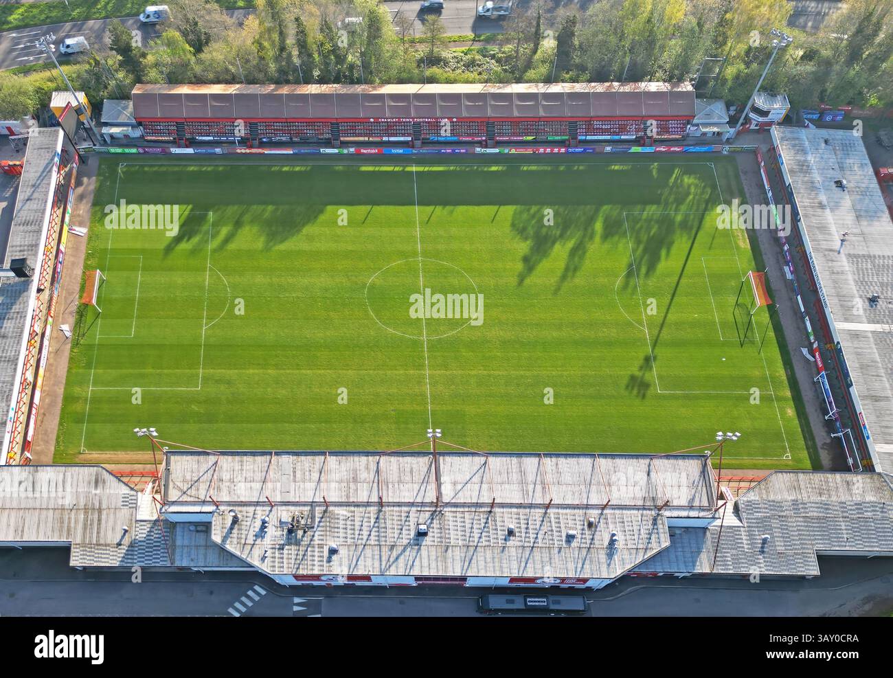 Das broadfield Football Stadion beherbergt den crawley Town Football Club West sussex Stockfoto