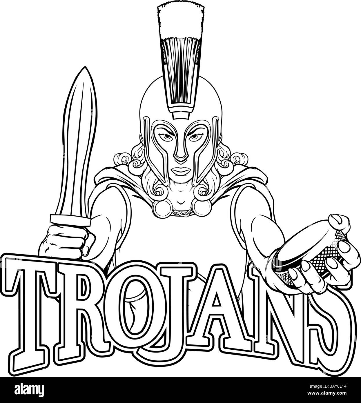 Trojanerin Eishockey Sport Team Maskottchen Stock Vektor