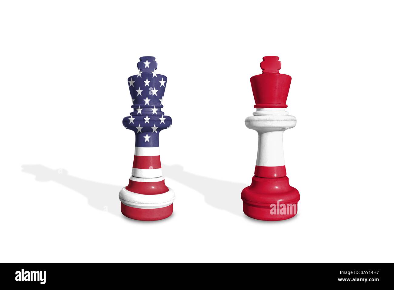 Schach aus den USA und Österreich. Handel, Zoll, Zoll und Zölle Krieg Stockfoto