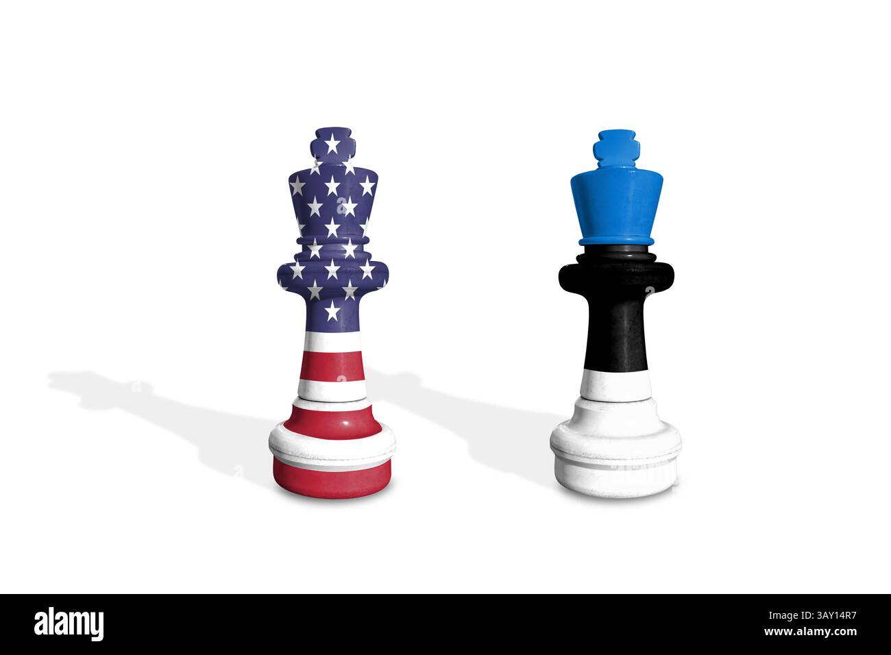 Schach aus den USA und Estland. Handel, Zoll, Zoll und Zölle Krieg Stockfoto