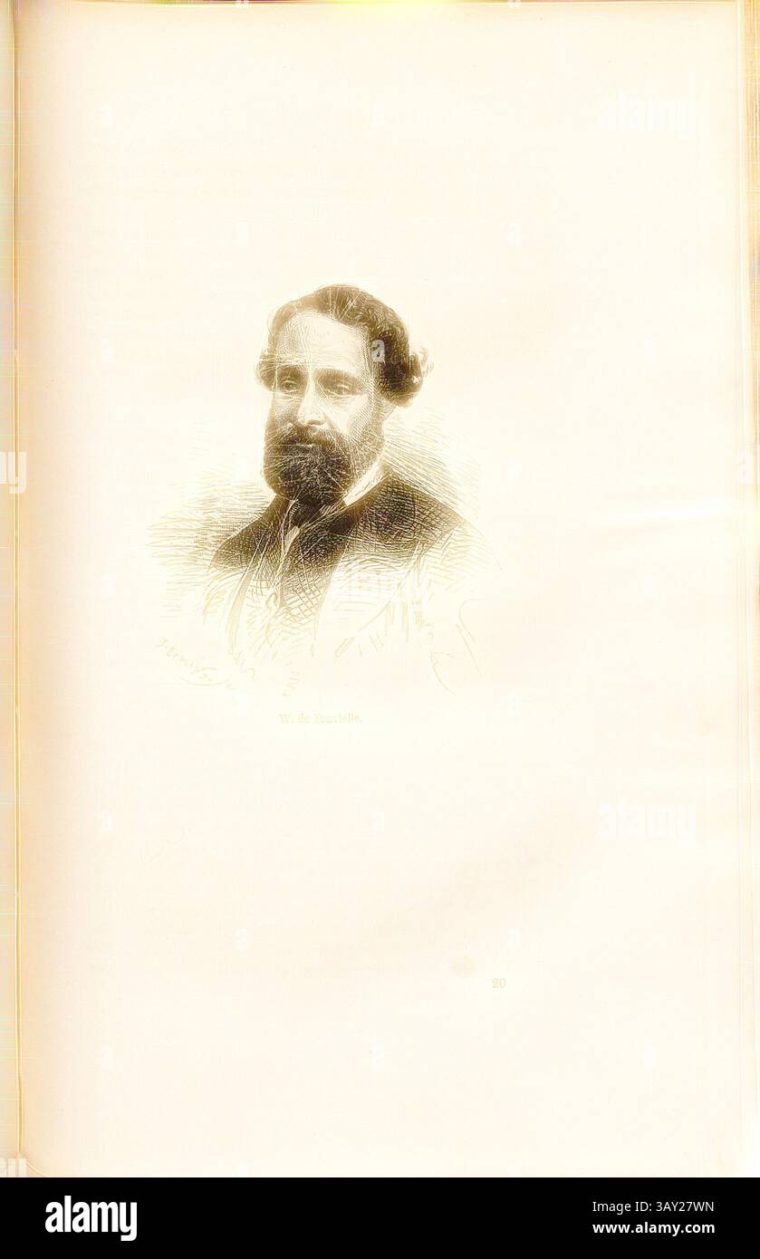 Ein Porträt eines Mannes mit edlem Bart und Frisur, in formeller Kleidung gekleidet, strahlt einen Hauch von Eleganz und Nachdenklichkeit aus., W. de Fonvielle, Porträt von Wilfrid de Fonvielle, signiert: Ettling; Ad., M.?, Abb. 63, S. 350, Marie, Adrien (del.); Ettling, Jacob (sc.), 1870, James Glaisher; Camille Flammarion; Wilfrid de Fonvielle; Gaston Tissandier: Voyages aériens. Paris: Hachette, 1870, Klassische Kunst mit modernem Touch, neu interpretiert von Artotop Stockfoto