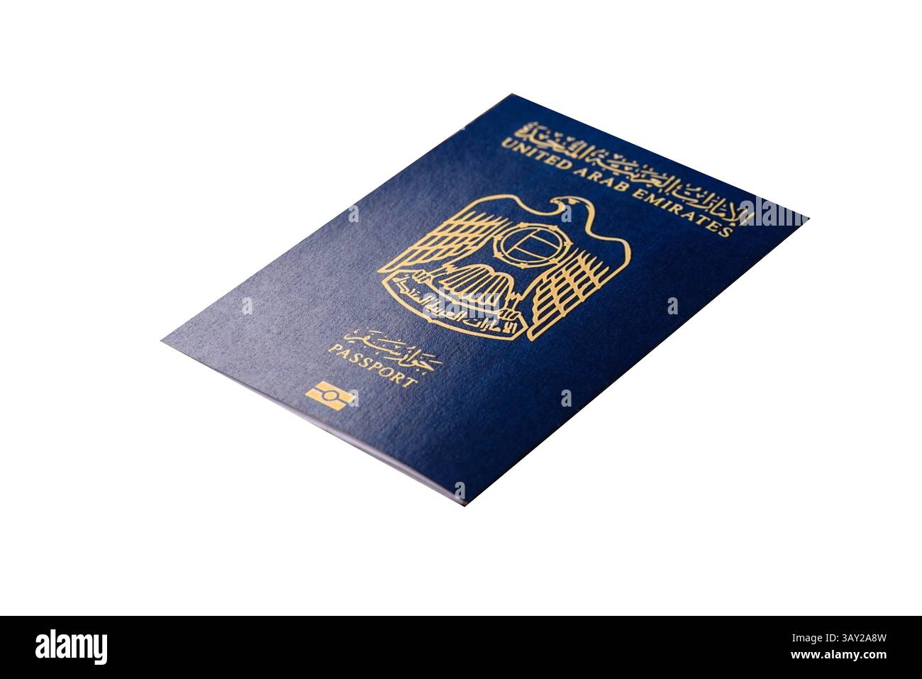 OAE-Reisepass für Reisen, Fliegen und Geschäftsreisen. Arabisches Dokument, Ausweis für Grenzübertritt Stockfoto