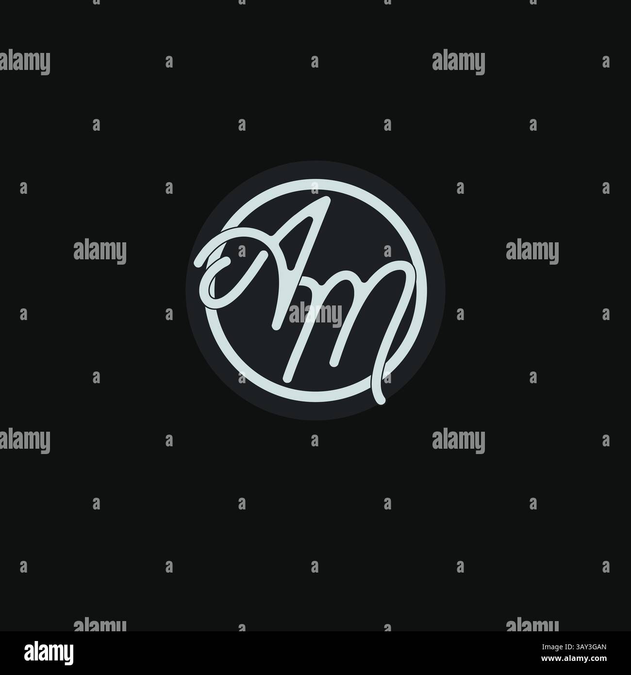 Initialen AM-Logo-Monogramm mit einfacher kreisförmiger, inspirierter Vektorgrafik Stock Vektor