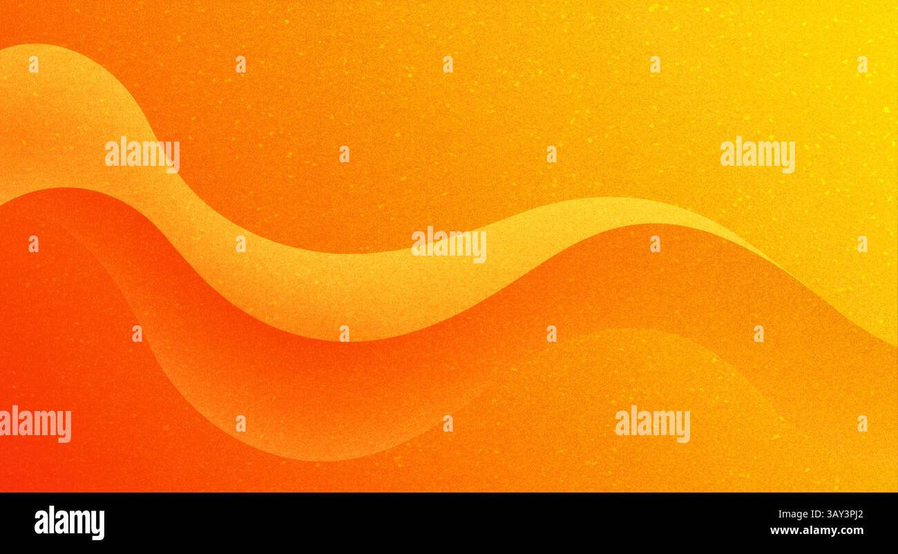 Farbenfroher Verlaufshintergrund zeigt glatte Übergänge von Orange zu Gelb an, die durch strukturierte Körnung verstärkt werden. Diese Kulisse schafft eine einladende Atmosphäre Stockfoto