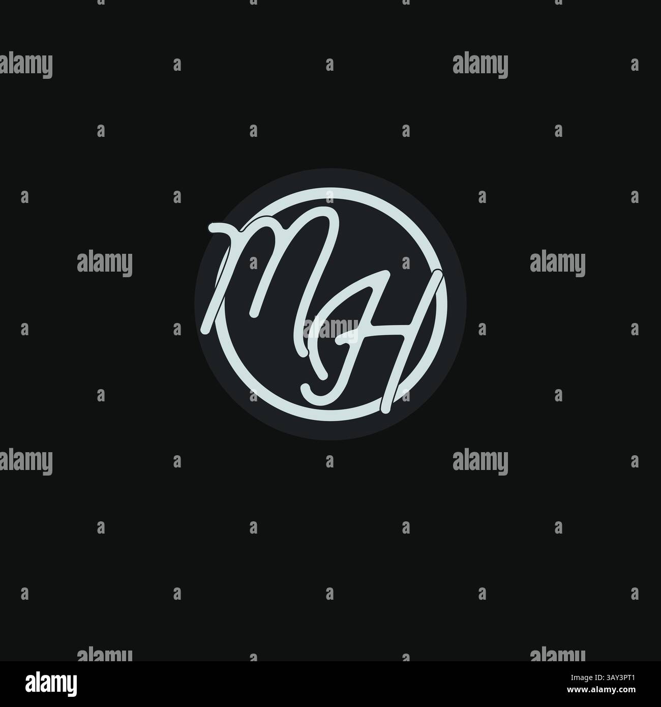 Monogramm mit Initialen des MH-Logos und einfacher Vektorgrafik im Kreisliniendesign Stock Vektor