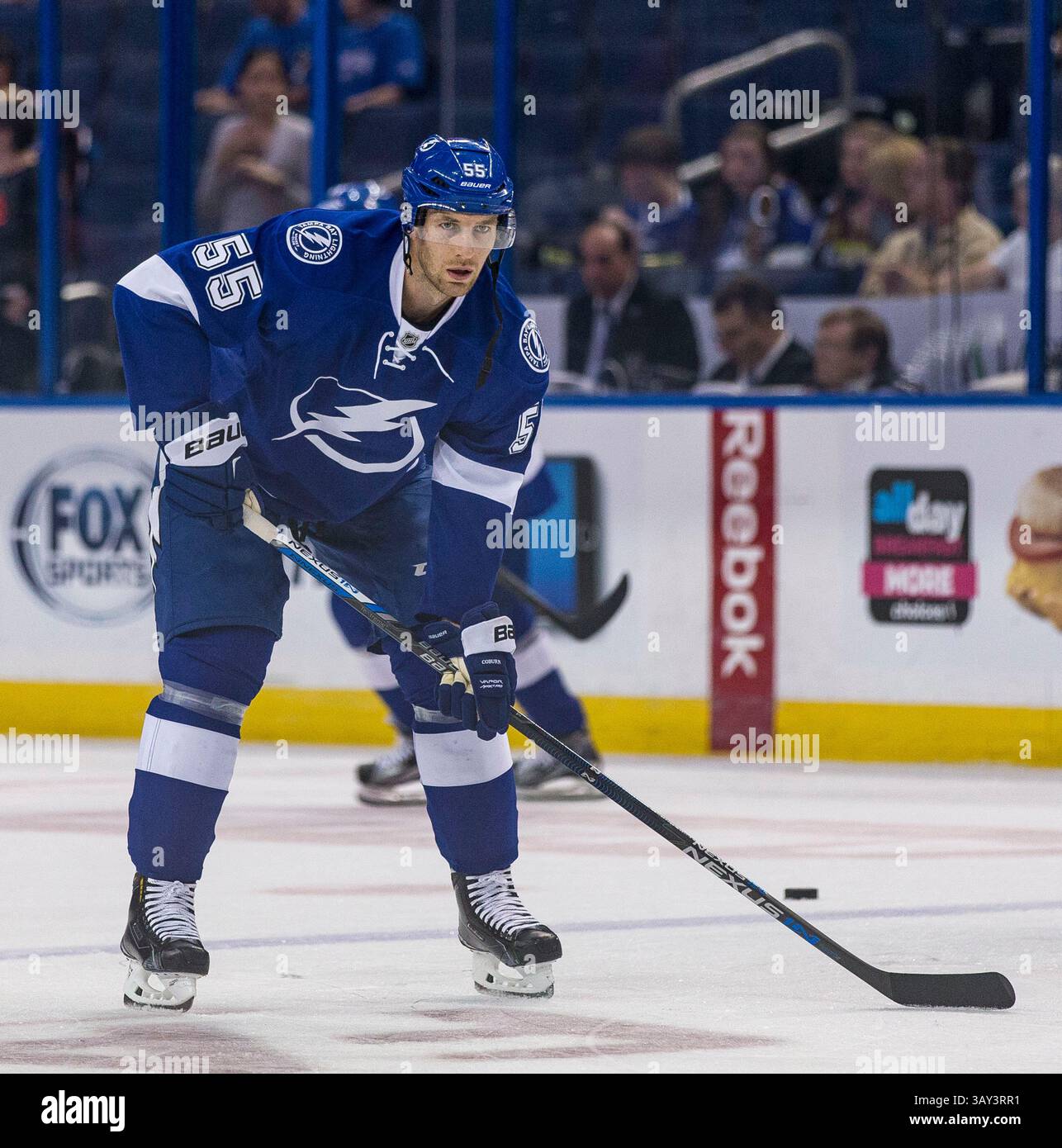 20. Oktober 2016: Braydon Coburn (55) vor dem Spiel zwischen den Colorado Avalanche und den Tampa Bay Lightning in der Amalie Arena in Tampa, Florida. Del Mecum/CSM(Kreditbild: &Copy; Del Mecum/CSM via ZUMA Wire) Stockfoto