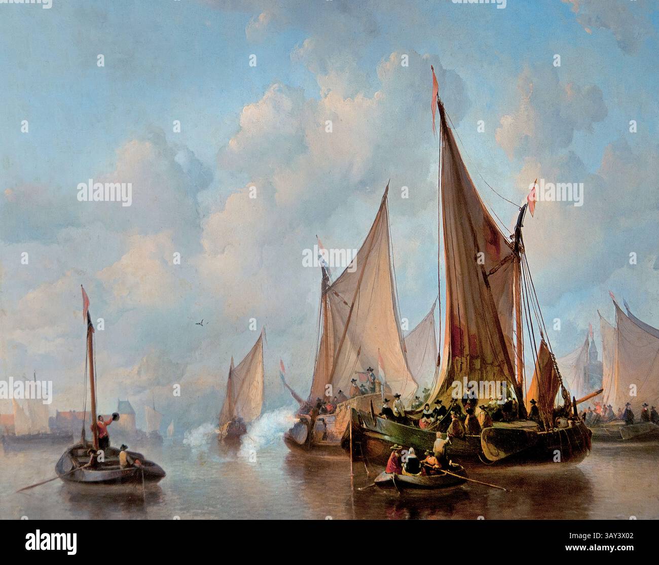 Ankunft von Würdenträgern in einem Hafen - Niederländisch des 17. Jahrhunderts 1852 von Antonie Waldorp 1803-1866 Niederländisch Louvre Paris, Kunstmuseum, Frankreich, Stockfoto