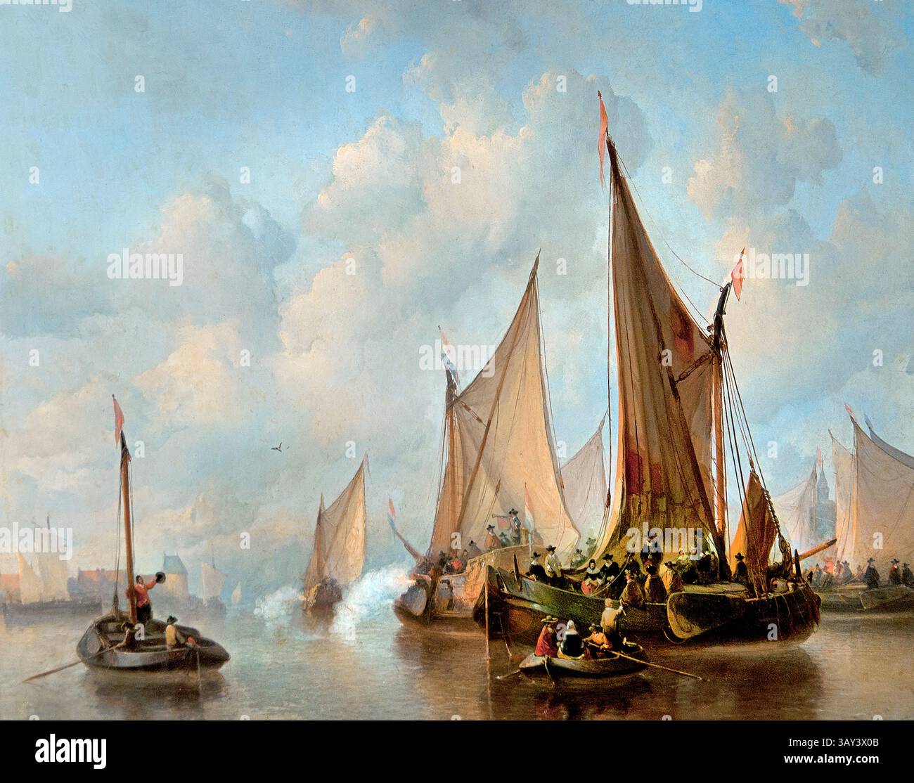 Ankunft von Würdenträgern in einem Hafen - Niederländisch des 17. Jahrhunderts 1852 von Antonie Waldorp 1803-1866 Niederländisch Louvre Paris, Kunstmuseum, Frankreich, Stockfoto