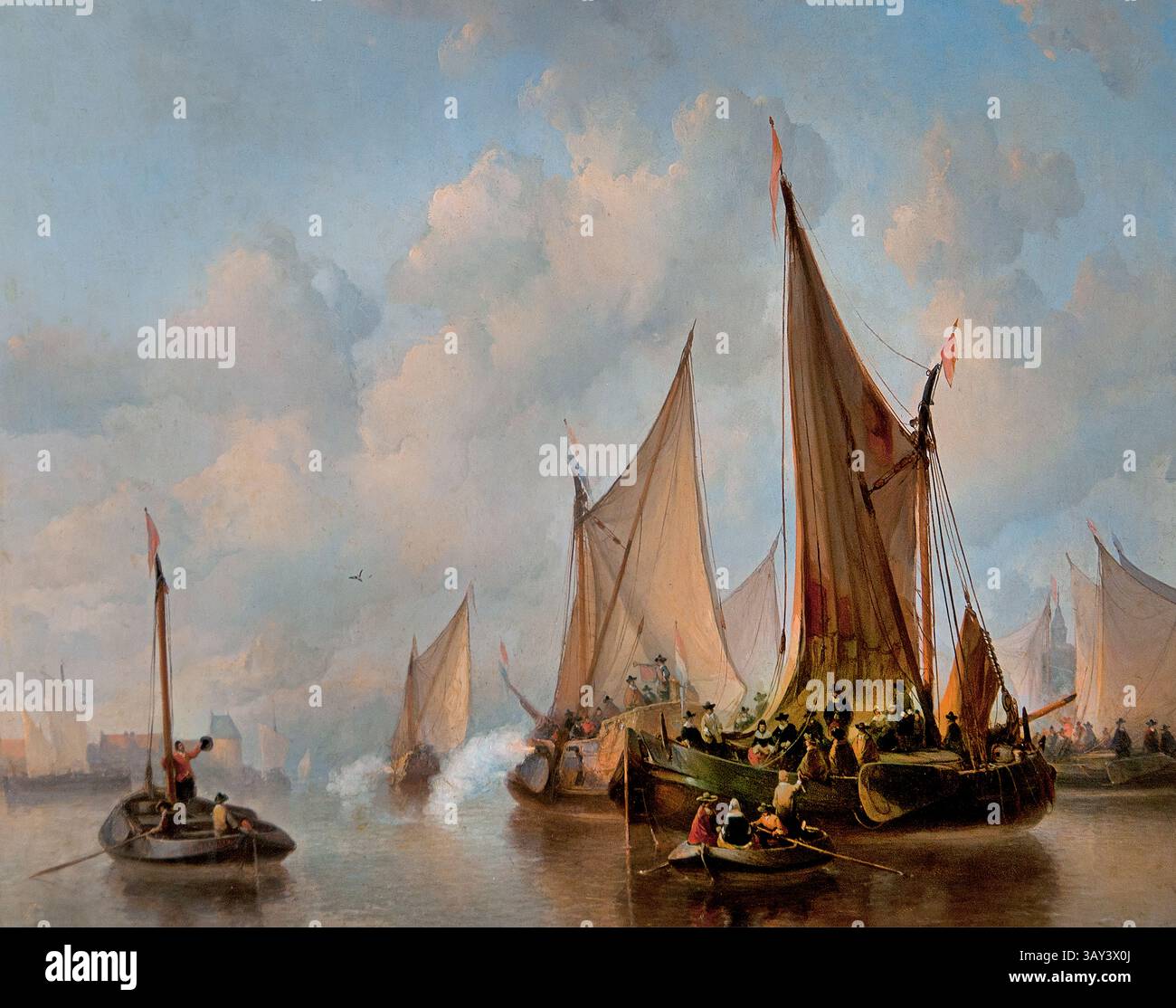 Ankunft von Würdenträgern in einem Hafen - Niederländisch des 17. Jahrhunderts 1852 von Antonie Waldorp 1803-1866 Niederländisch Louvre Paris, Kunstmuseum, Frankreich, Stockfoto