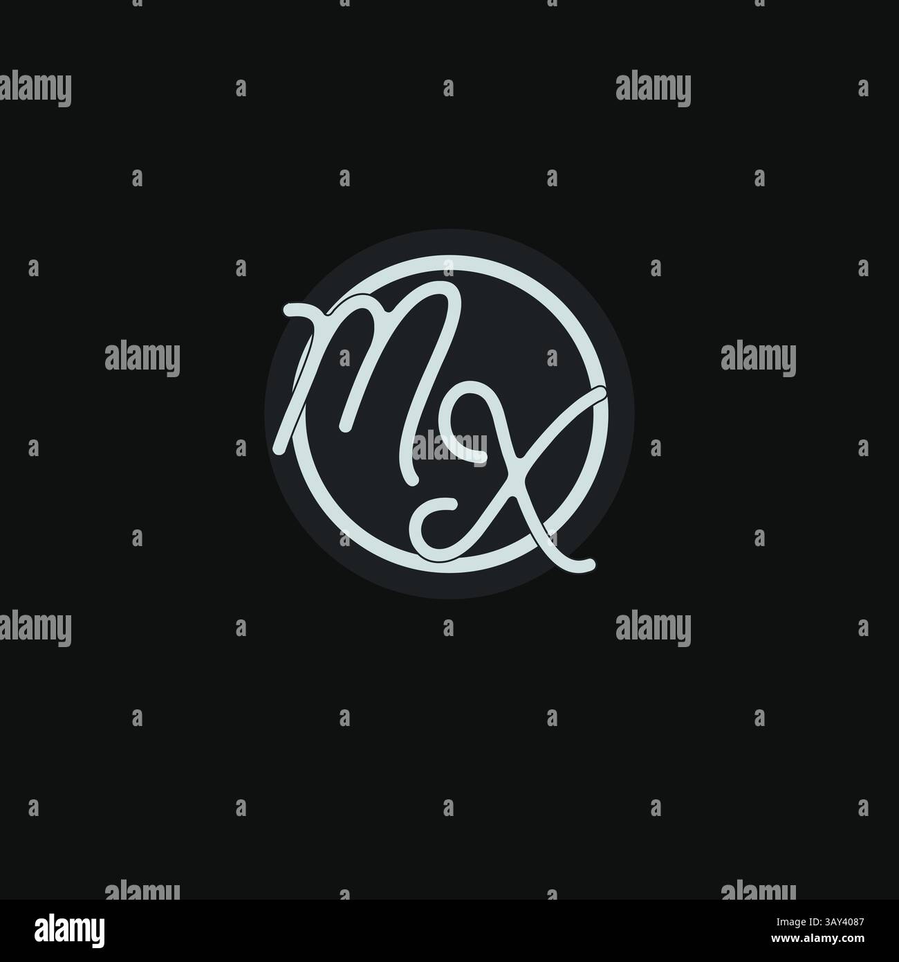 Initialen MX-Logo-Monogramm mit einfacher kreisförmiger Vektorgrafik Stock Vektor