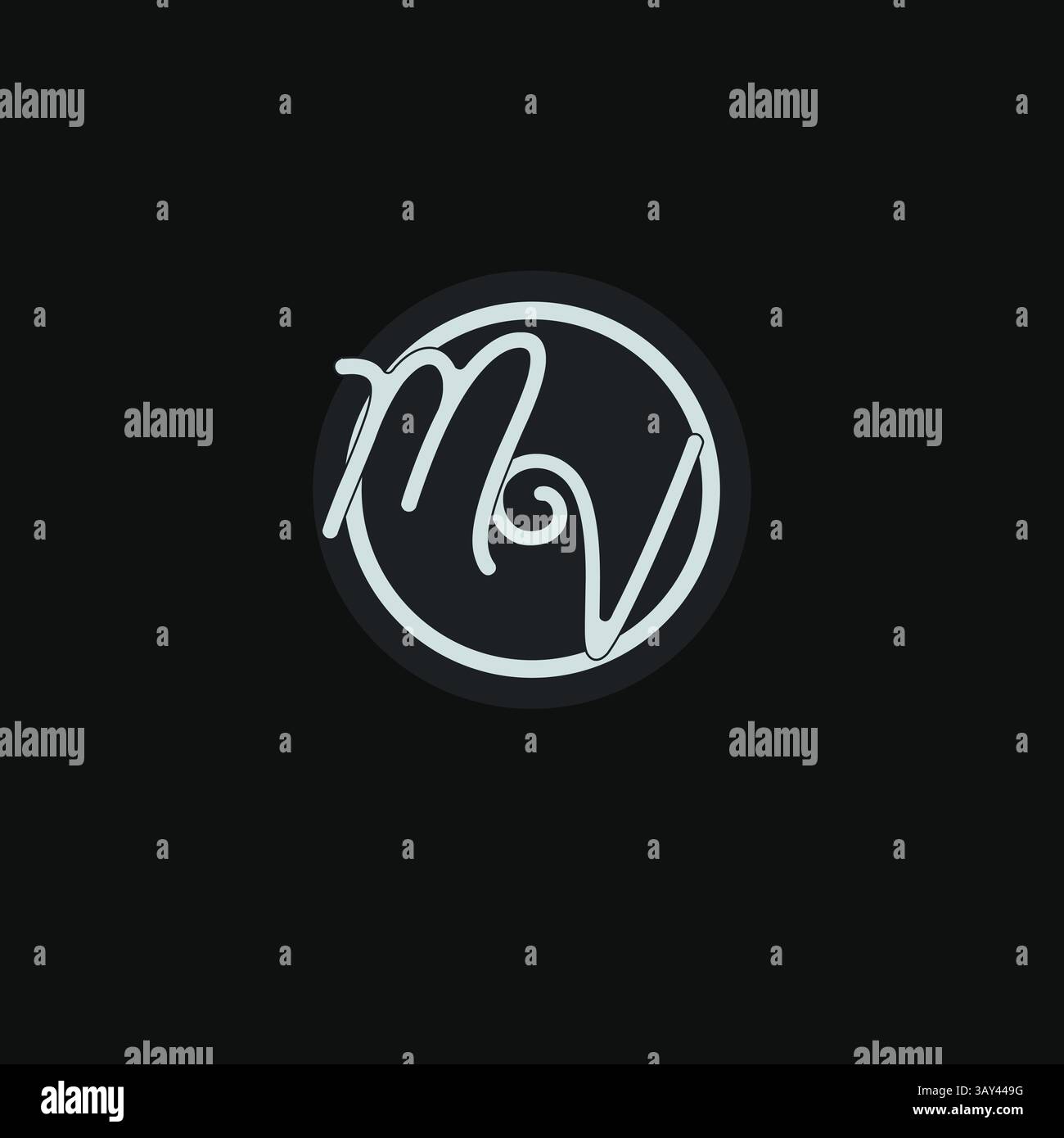Initialen MV-Logo-Monogramm mit einfacher kreisförmiger, inspirierender Vektorgrafik Stock Vektor