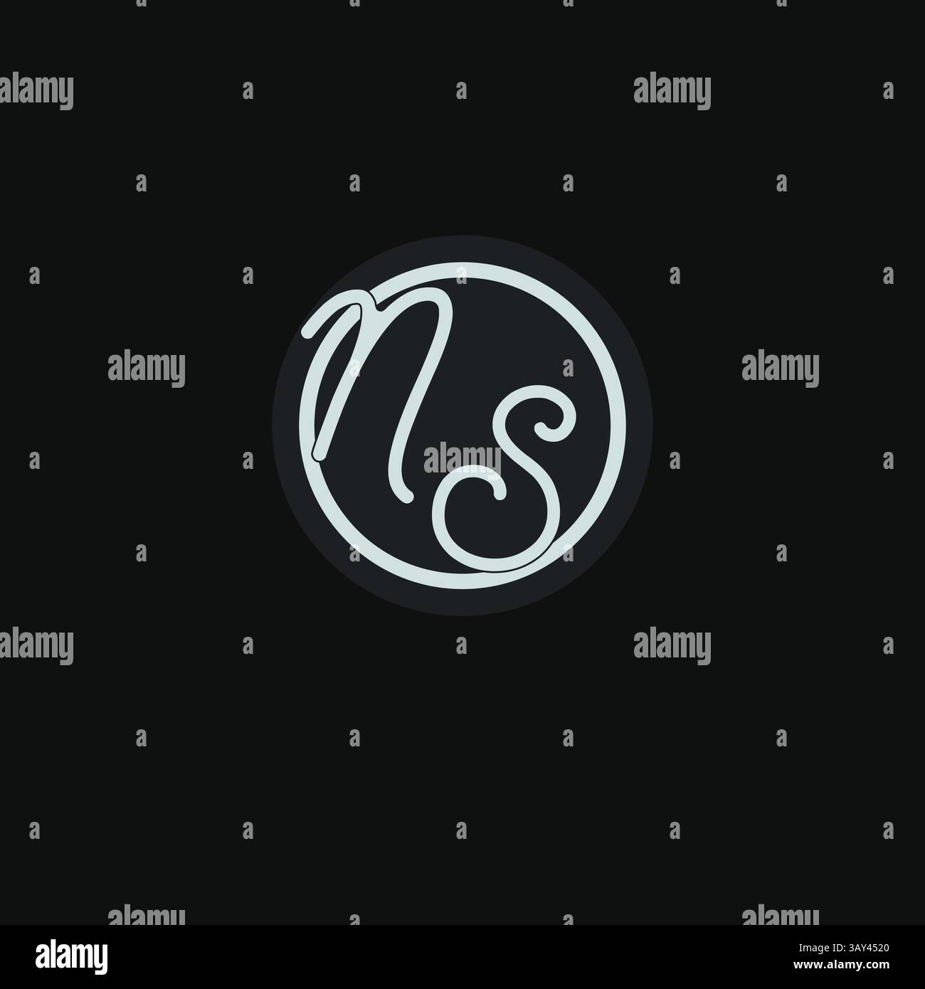Initialen NS-Logo-Monogramm mit einfacher kreisförmiger Vektorgrafik Stock Vektor