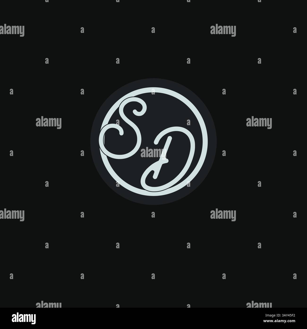 Monogramm mit Initialen des SD-Logos und einfacher Vektorgrafik im Kreisliniendesign Stock Vektor