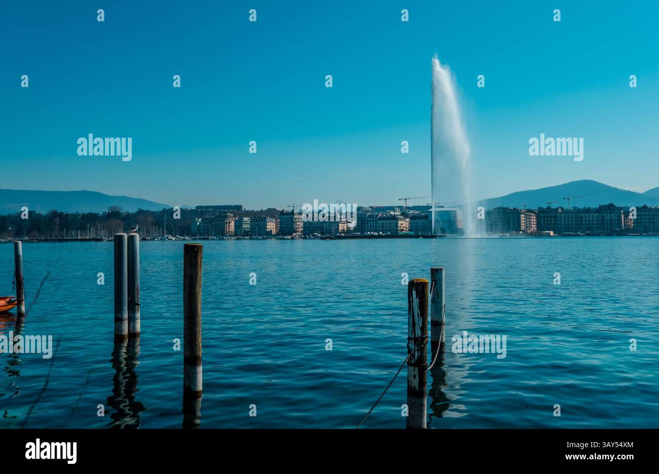 Der berühmte Brunnen am Genfer See, Schweiz Stockfoto