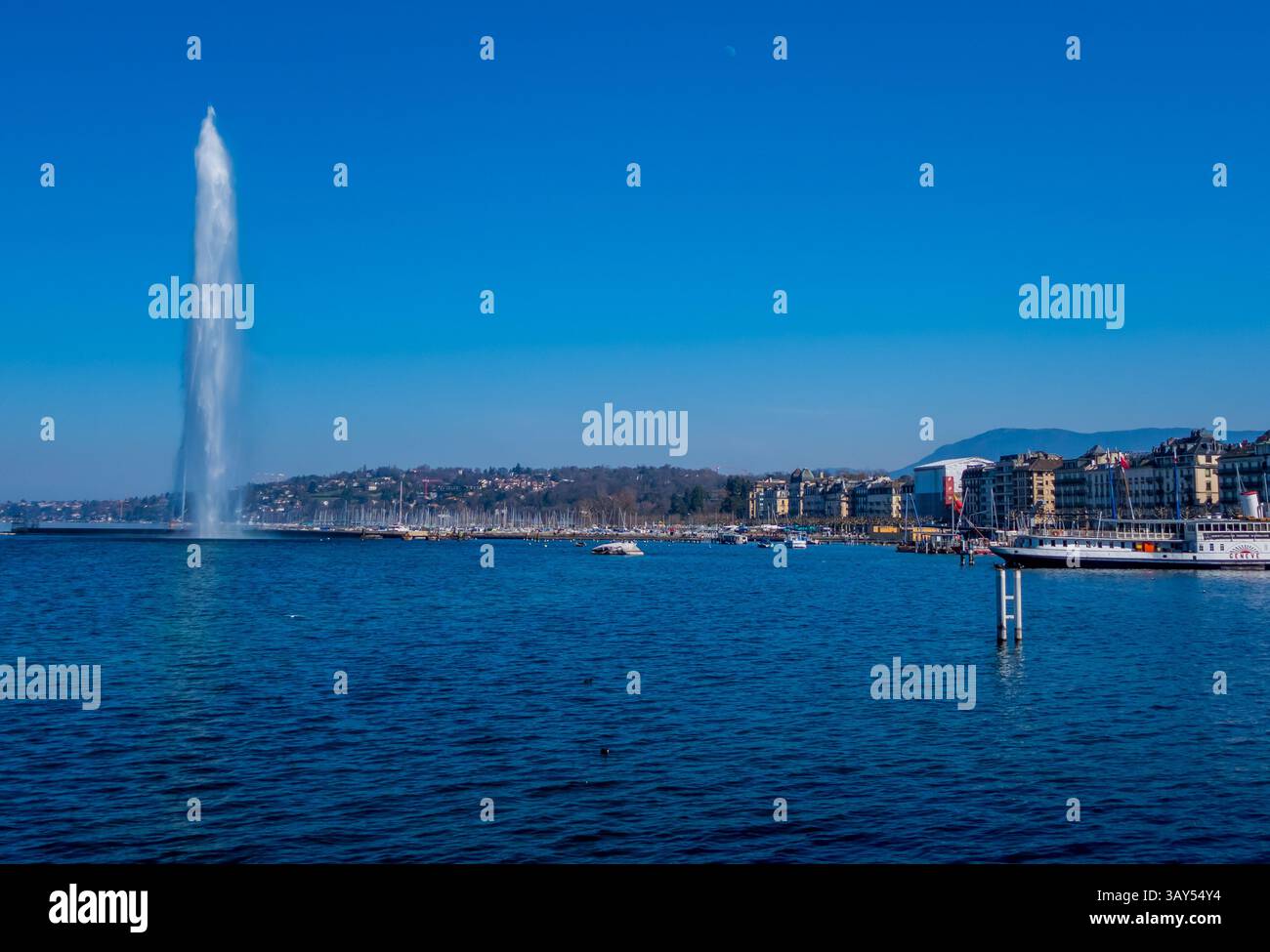 Der berühmte Brunnen am Genfer See, Schweiz Stockfoto