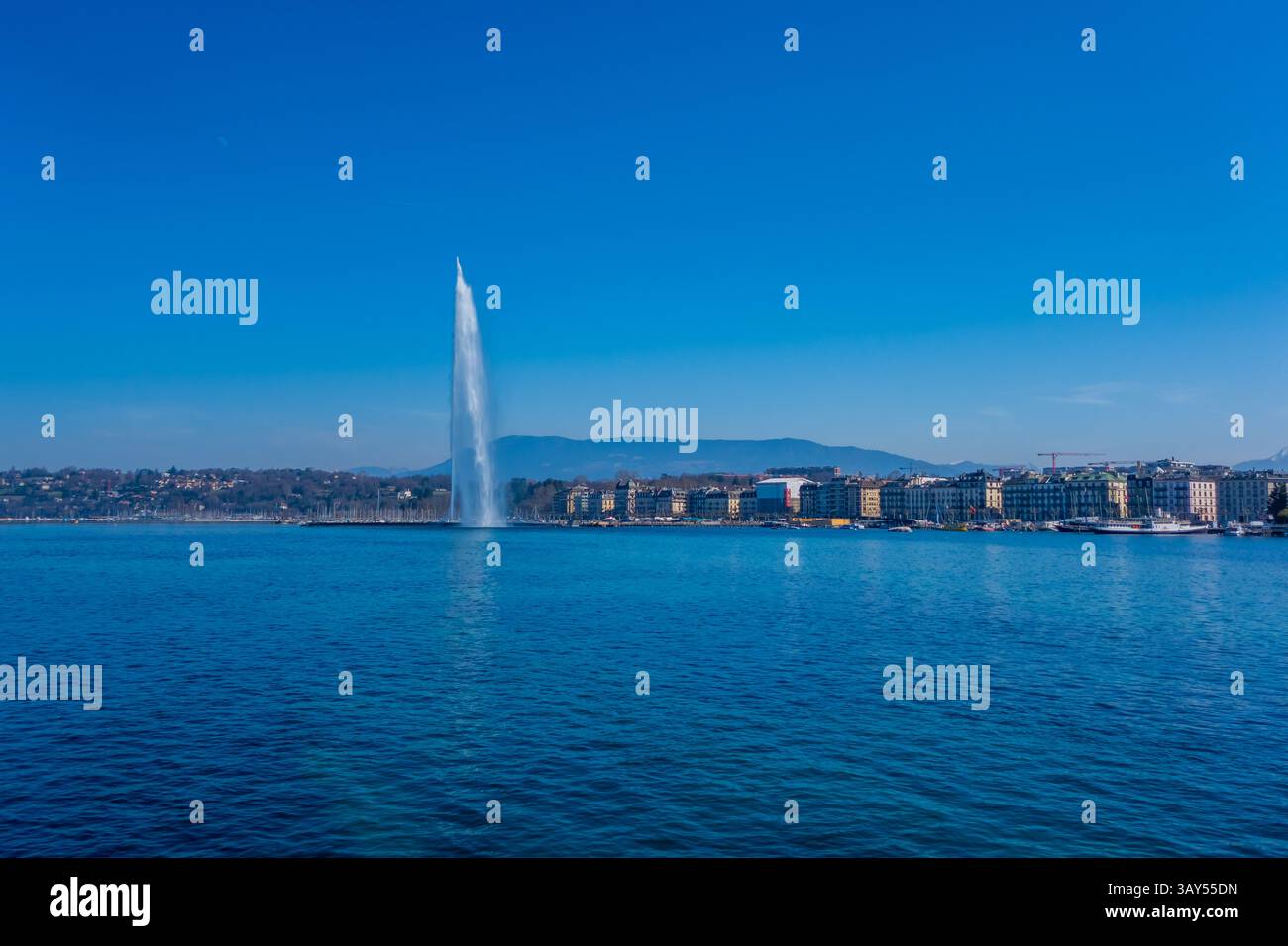 Der berühmte Brunnen am Genfer See, Schweiz Stockfoto