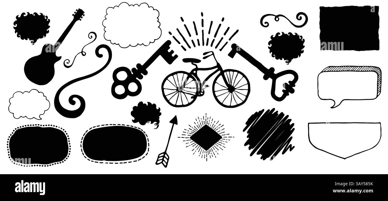 Sammlung dekorativer Vintage-Schlüssel, -Formen und -Objekte für Vintage-Design. Stock Vektor