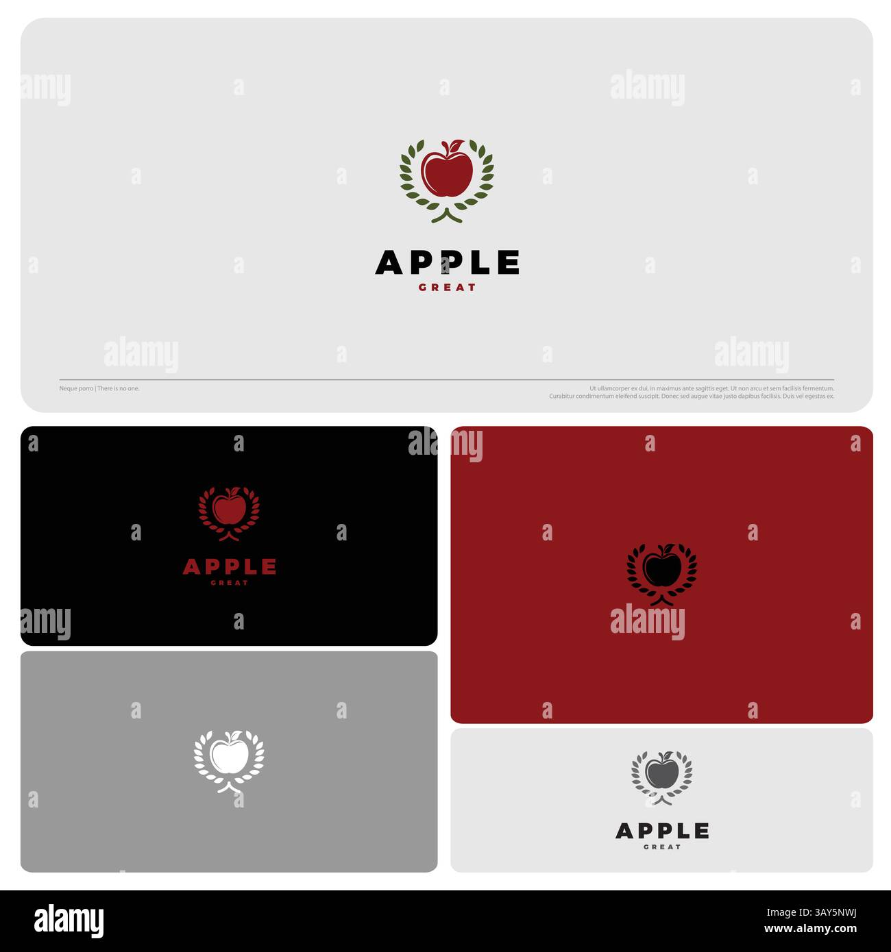 apfel- und Blattkranz Logo Vektor-Symbol Illustration Stock Vektor