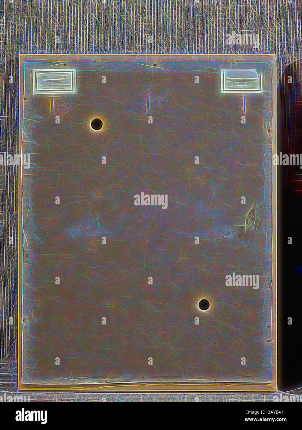 Eine strukturierte Oberfläche mit einem großen leeren Bereich mit zwei kleinen Löchern, umgeben von schwachen Umrissen und einem sanften Schein, was eine abstrakte Ästhetik schafft., St. Lukas, El Greco (Griechisch, 1541-1614), Werkstatt von El Greco (Griechisch, 1541-1614), ca. 1610-1614, Öl auf Leinwand, 28-1/4 x 21,5 cm. (Leinwand) 39 x 31-7/8 x 3-3/4 Zoll (Gerahmt/glasiert), Initialen in schwarzer Ölfarbe, unten links: D.T., European Painting and Sculpture vor 1800, Klassische Kunst mit modernem Twist, neu interpretiert von Artotop Stockfoto