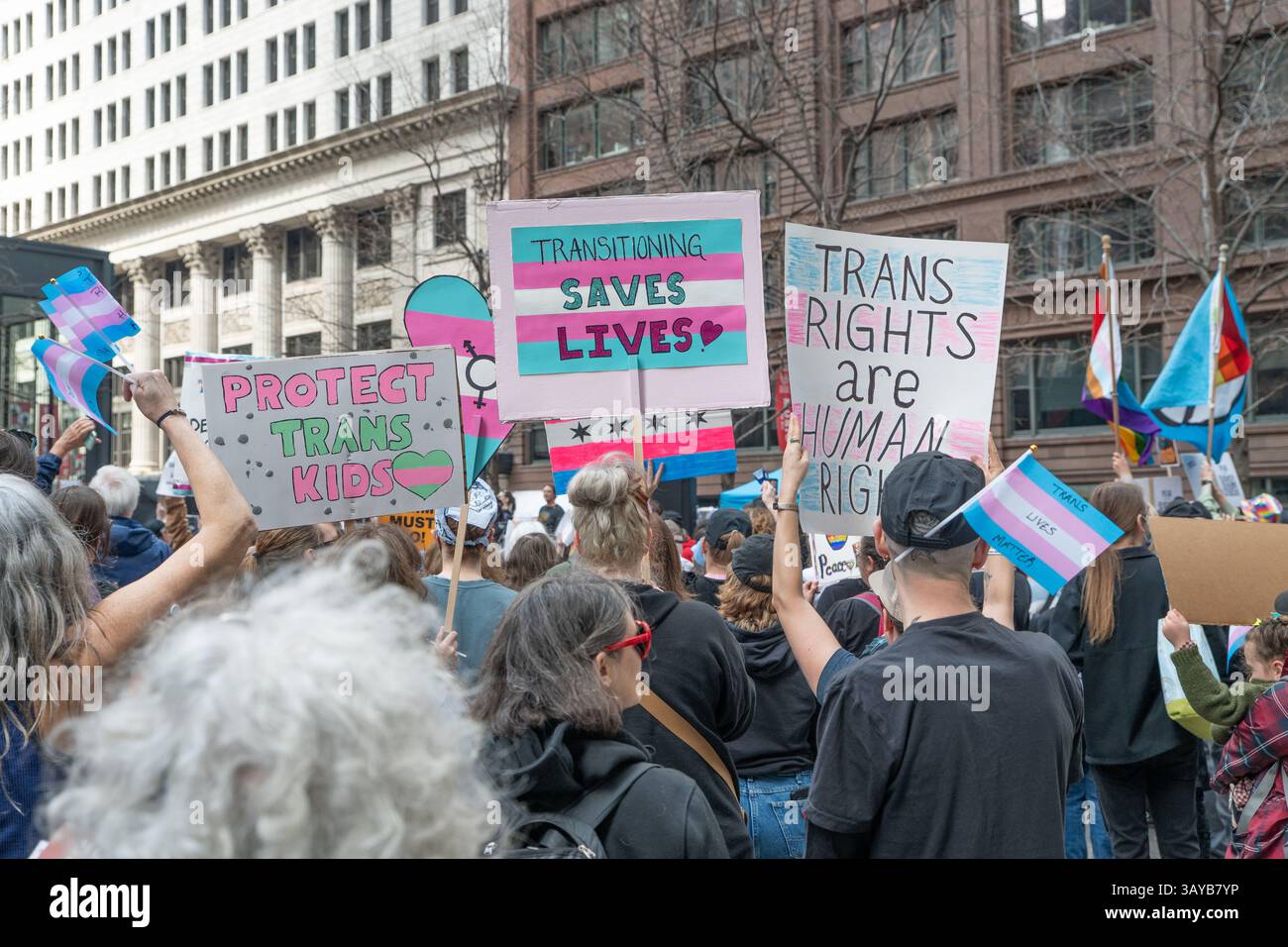 Trans Rights Protest in Chicago Stockfoto