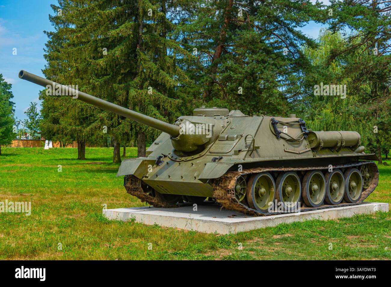 Waffen wurden vor dem Militärhistorischen Institut in Svidnik, Slowakei, ausgestellt. BILD Stockfoto