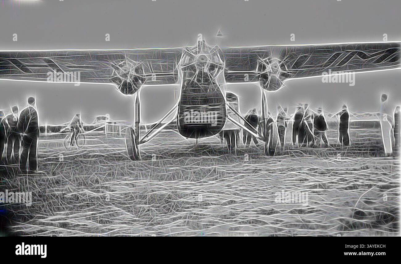 Ein Oldtimer-Flugzeug steht stolz auf einem grasbewachsenen Feld, flankiert von einer Gruppe von Zuschauern, die sein Design und seine Majestät bewundern. Die Szene fängt das Wesen der frühen Luftfahrt mit einem Gefühl der Vorfreude in der Luft ein. Negativ - ANA Avro X, Essendon, Victoria, 1931-1932, Menschen, die auf dem Flugplatz Essendon ein Avro X Flugzeug der Australian National Airways besteigen. ANA Betrieb den ersten Linienflugverkehr zwischen Brisbane, Sydney, Melbourne und Tasmanien zwischen 1931 und 32. Die Fluggesellschaft wurde von Charles Kingsford Smith und Charles Ulm gegründet. ANA stellte den Betrieb 1932 ein Stockfoto