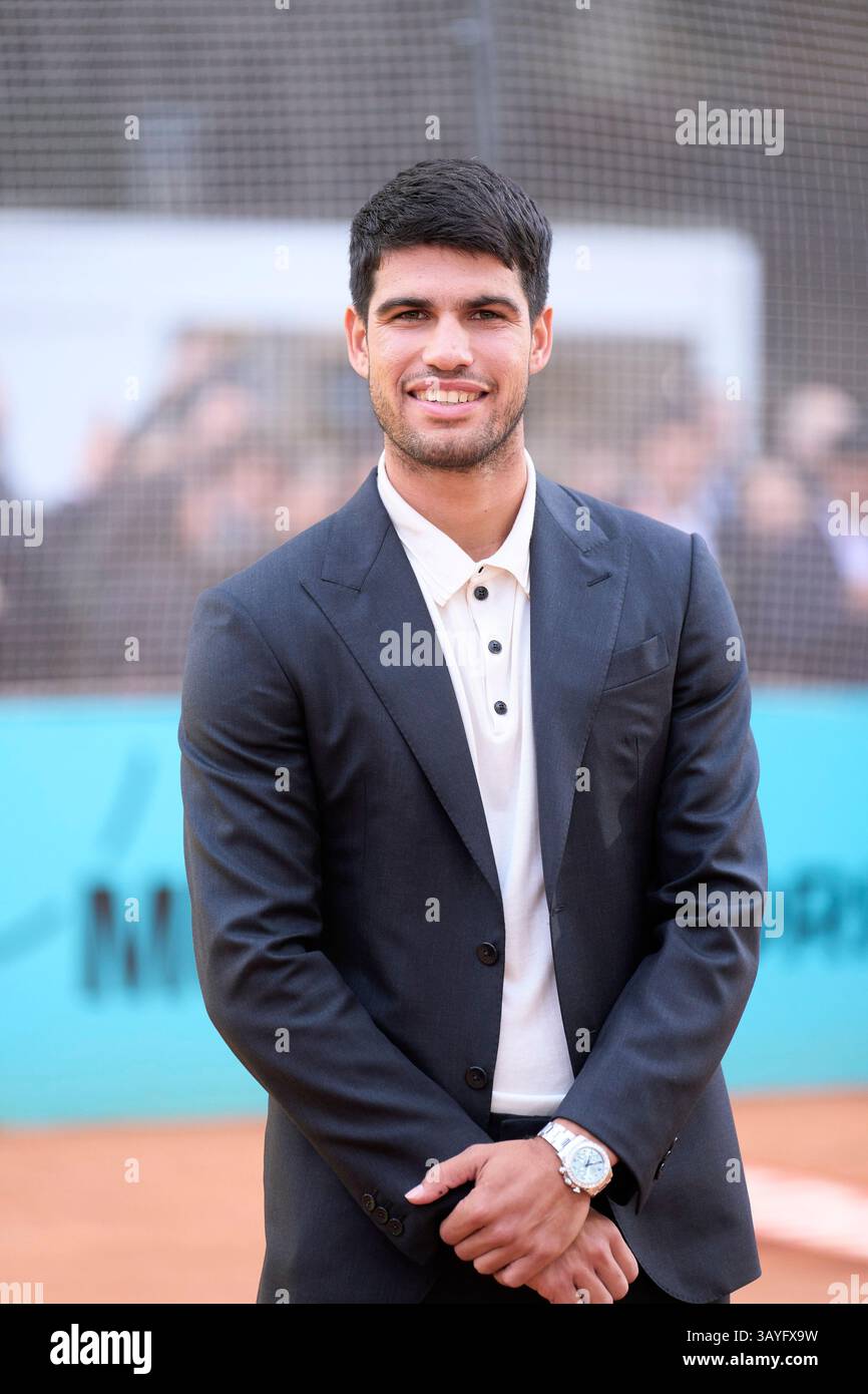 22. April 2025, Madrid, Spanien: CARLOS ALCARAZ nimmt an der Premiere von Carlos Alcaraz: A mi Manera im Torre Picasso Teil. (Kreditbild: © Jack Abuin/ZUMA Press Wire) NUR REDAKTIONELLE VERWENDUNG! Nicht für kommerzielle ZWECKE! Stockfoto