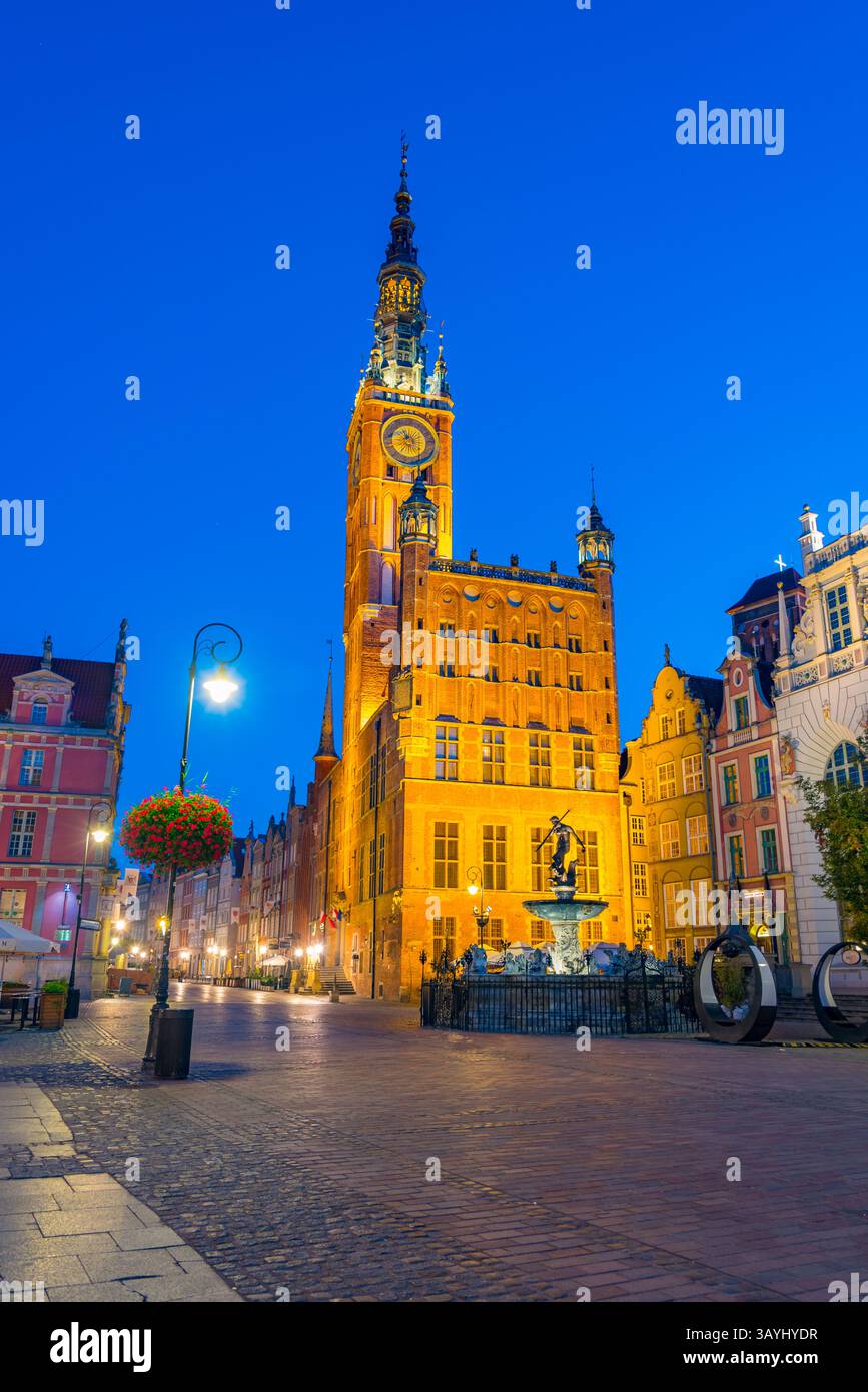 Rathaus und neptunbrunnen in Danzig, Polen. BILD Stockfoto