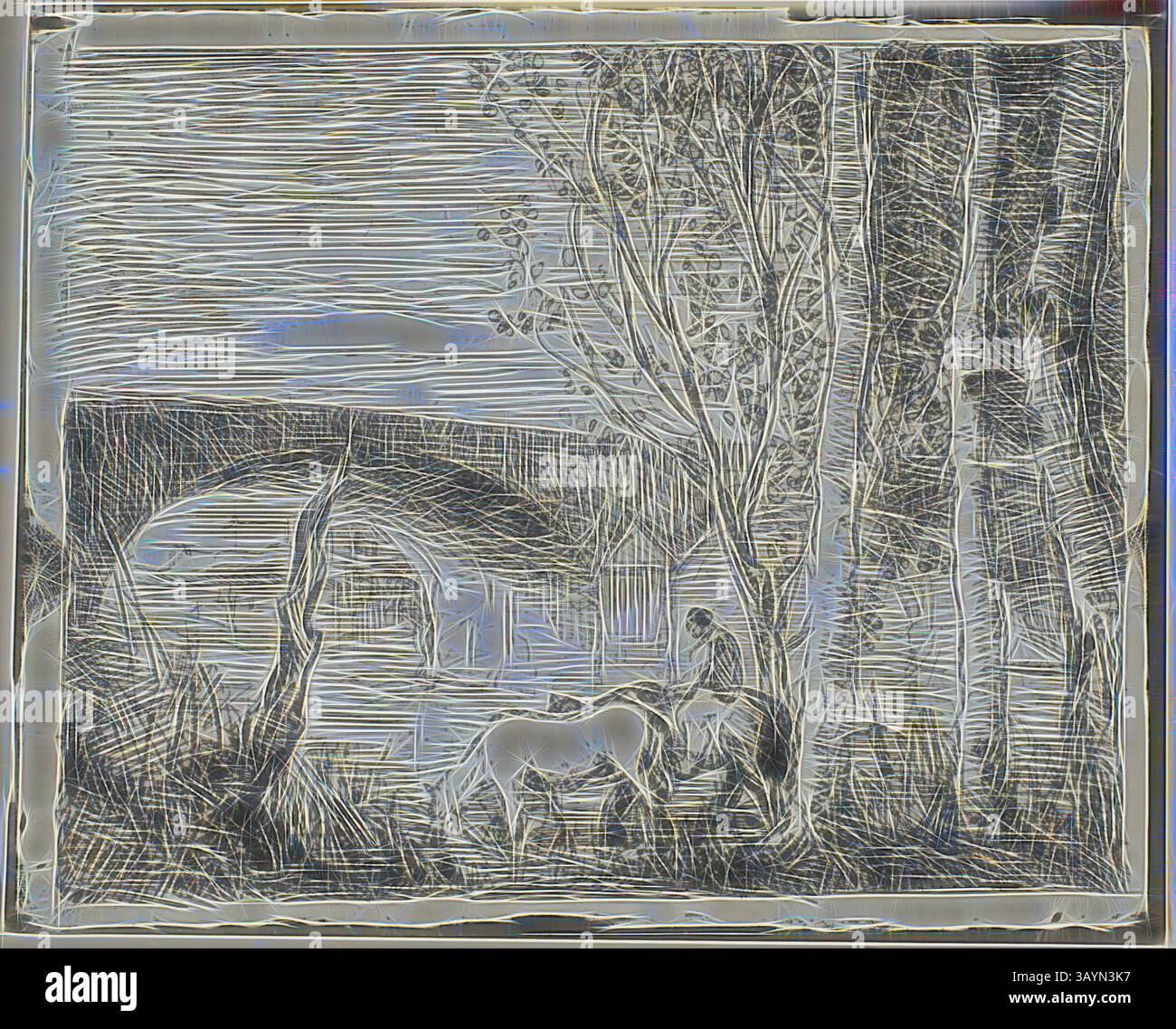 Bridge, 1862, Charles Francois Daubigny, Französisch, 1817-1878, Frankreich, Klischeeverre auf elfenbeinfarbenem Fotopapier, 149 x 186 mm (Bild), 167 x 203 mm (Blatt) Klassische Kunst mit modernem Twist, neu interpretiert von Artotop Stockfoto