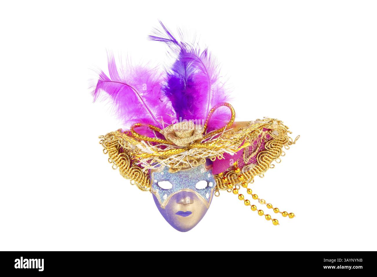 Bemalte Venedig Maske isoliert auf weißem Hintergrund Stockfoto