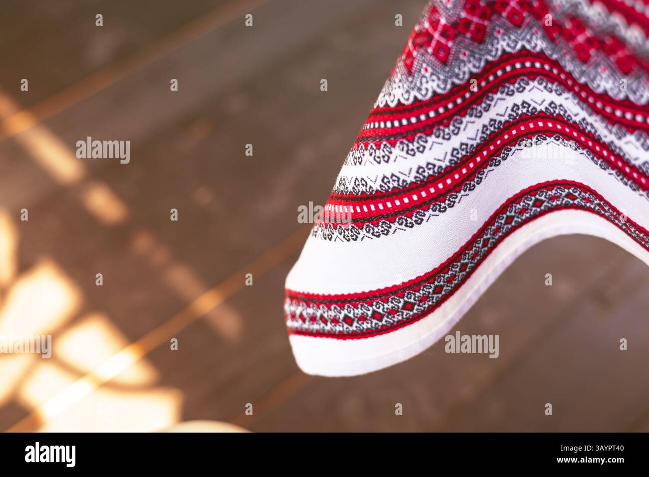 Textur der traditionellen ukrainischen Tischdecke Stockfoto