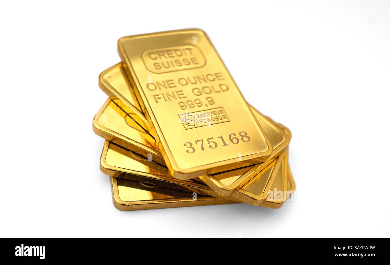 Unzen feines Gold Stockfoto
