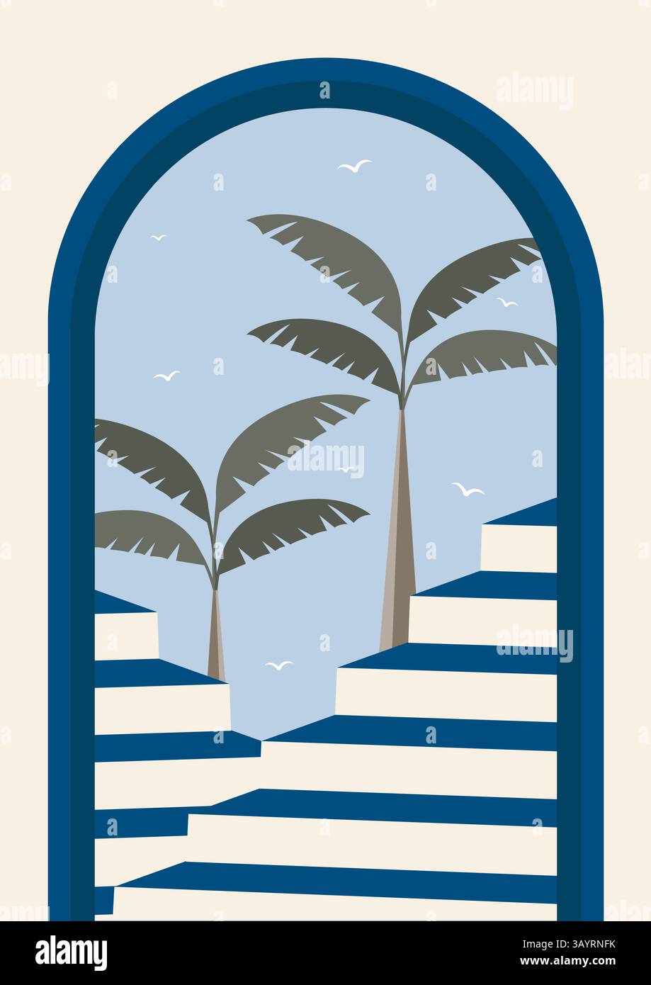 Türkei Antalya Reiseplakat. Illustration historischer Gebäude. Mediterrane europäische Kultur und Architektur. Einfache Kunst im Vintage-Stil Stock Vektor