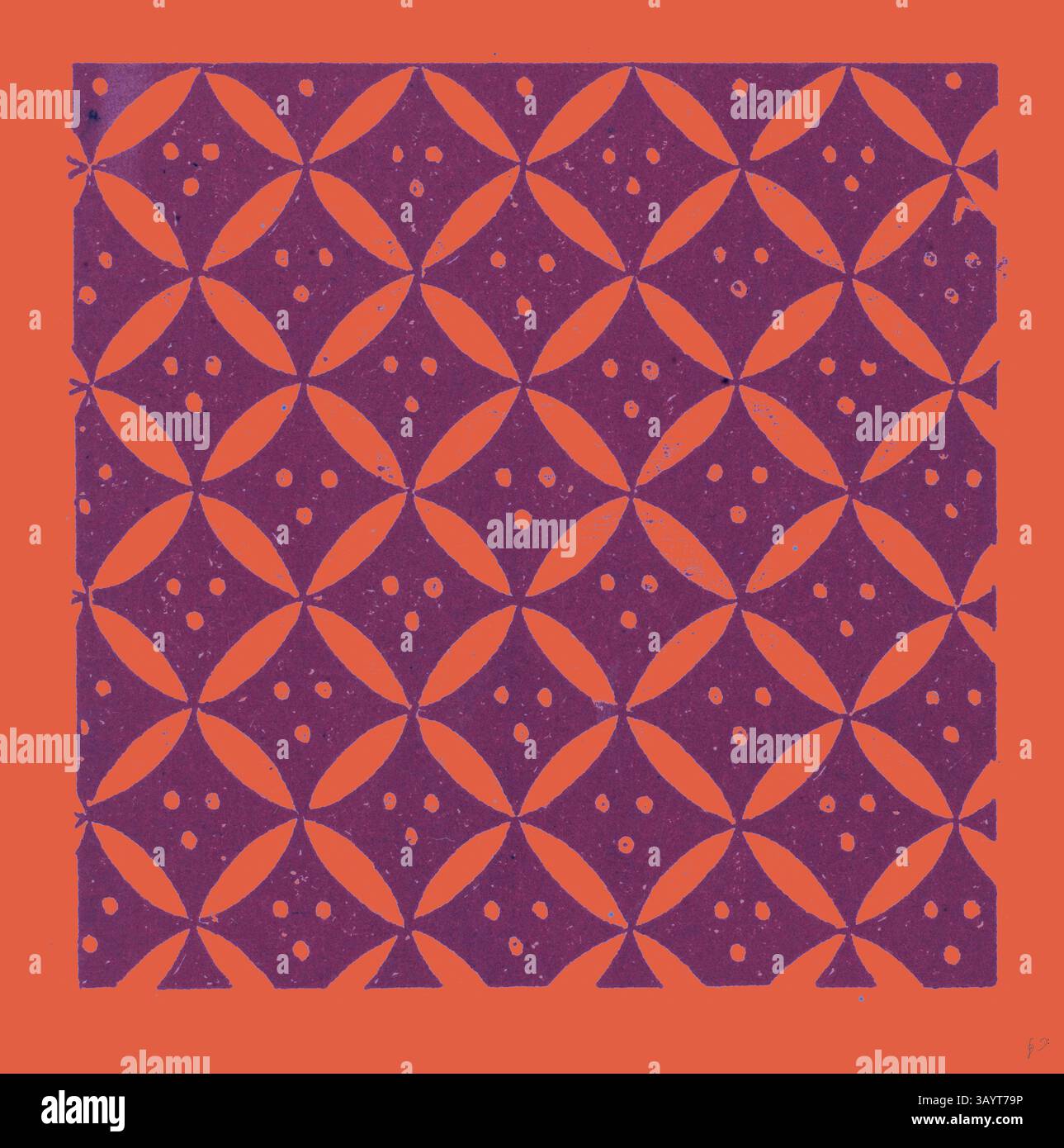Ein lebhaftes geometrisches Muster mit wechselnden Formen in kräftigen Farben, die mit einer Mischung aus Diamanten und Kreisen einen auffälligen visuellen Rhythmus erzeugen. Das Design zeigt ein fesselndes Zusammenspiel von Farbe und Form. Ägyptisches Ornament Klassische Kunst mit modernem Touch, neu gestaltet von Artotop Stockfoto