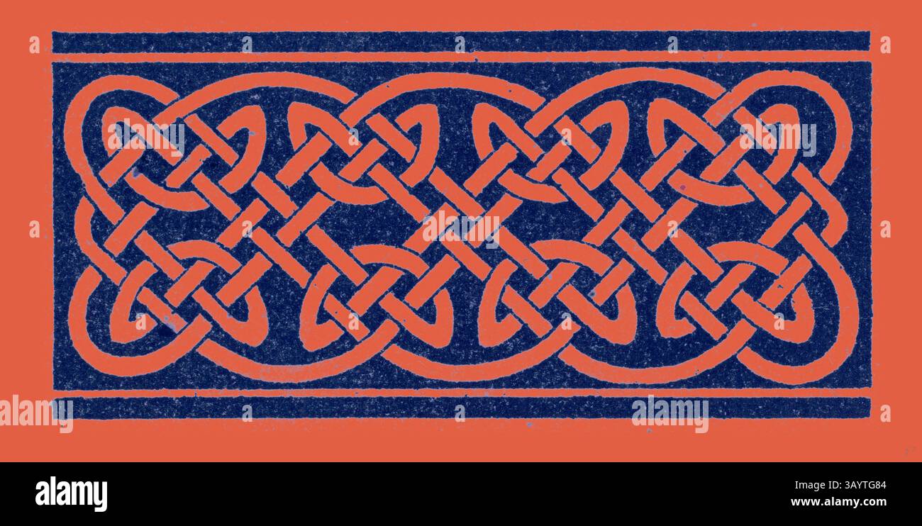 Ein komplexes Muster mit komplizierten Knoten vor einem kontrastierenden Hintergrund. Das Design zeigt traditionelle keltische Kunst und symbolisiert die Ewigkeit und Verbundenheit. Celtic Ornament Klassische Kunst mit modernem Touch, neu interpretiert von Artotop Stockfoto